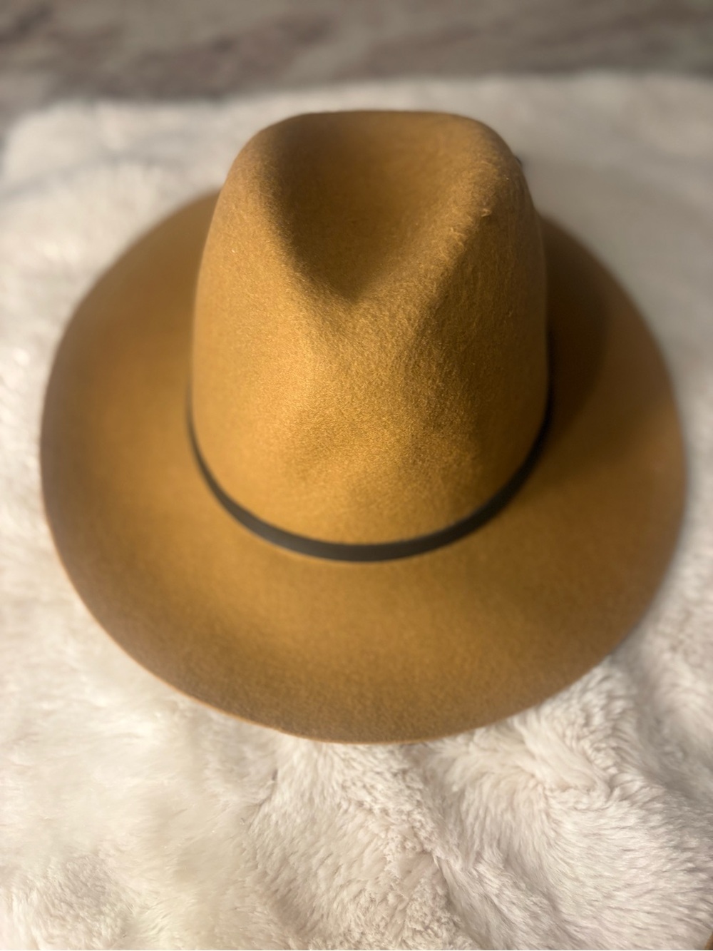 Wide-Brim Felt Hat in Camel with Brown Belt Trim 🌵